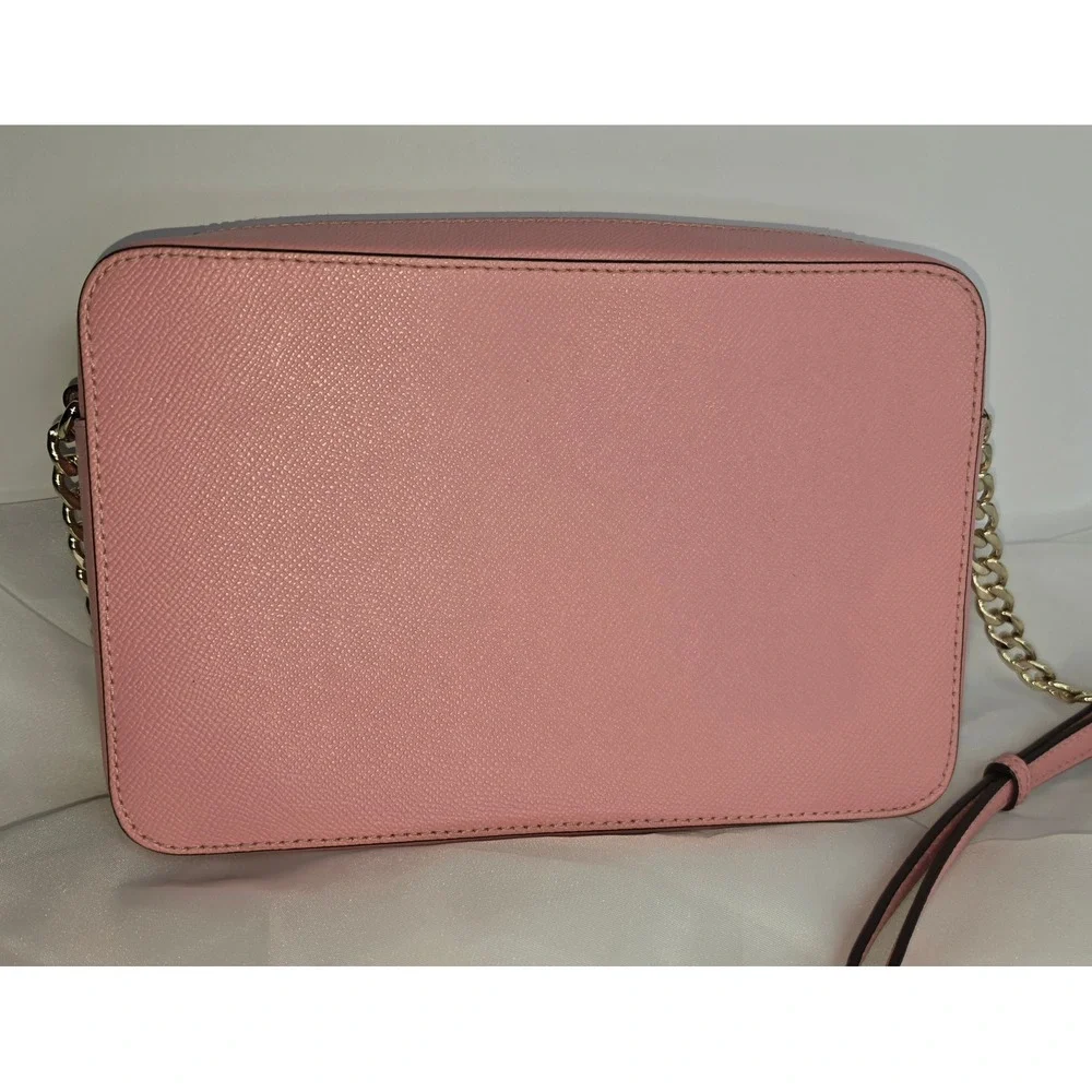 Michael Kors Jet Set Large East West Crossbody Bag Pink Saffiano Leather Gold HW